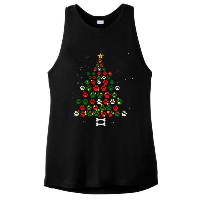 Christmas Cute Dog Paws Xmas Tree Funny Dog Puppy Owner Ladies Tri-Blend Wicking Tank