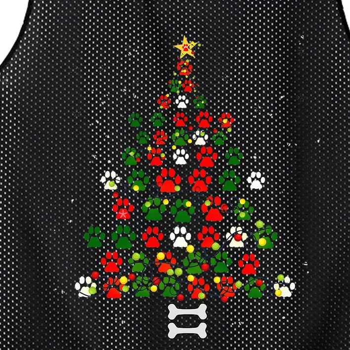 Christmas Cute Dog Paws Xmas Tree Funny Dog Puppy Owner Mesh Reversible Basketball Jersey Tank