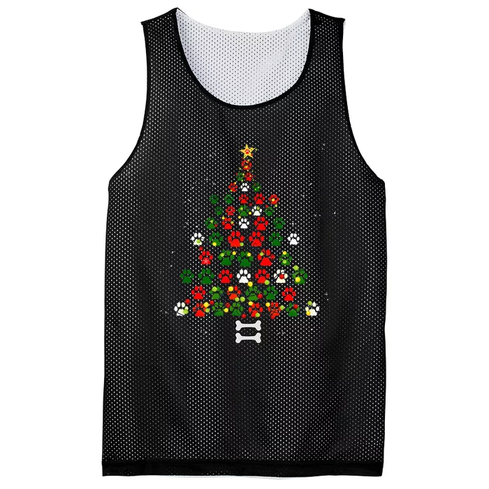 Christmas Cute Dog Paws Xmas Tree Funny Dog Puppy Owner Mesh Reversible Basketball Jersey Tank