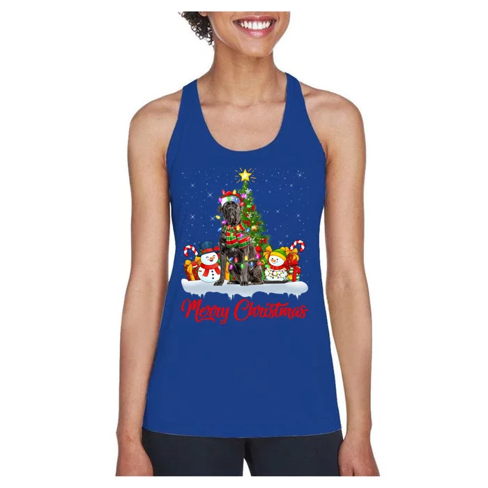 Cane Corso Dog Xmas Tree Lighting Santa Cane Corso Christmas Gift Women's Racerback Tank