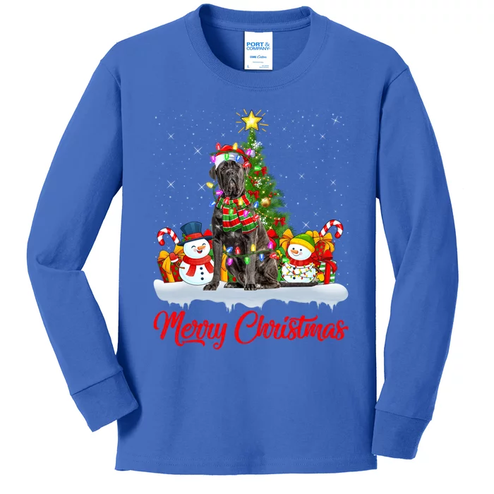 Cane Corso Dog Xmas Tree Lighting Santa Cane Corso Christmas Gift Kids Long Sleeve Shirt