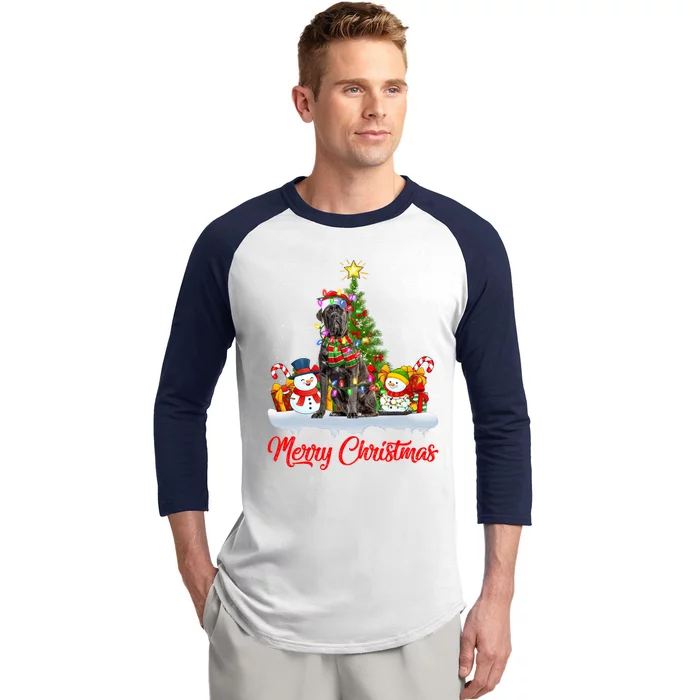 Cane Corso Dog Xmas Tree Lighting Santa Cane Corso Christmas Gift Baseball Sleeve Shirt