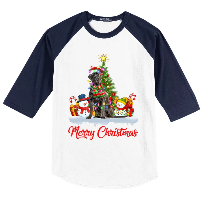 Cane Corso Dog Xmas Tree Lighting Santa Cane Corso Christmas Gift Baseball Sleeve Shirt