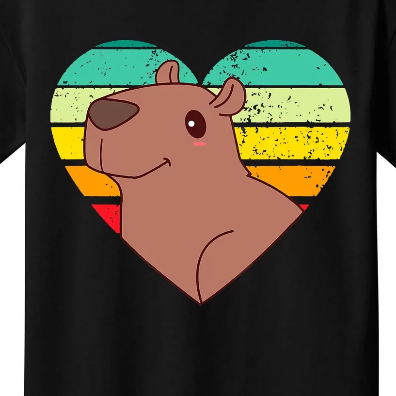 Cute Capybara Design Retro Heart Shape Vintage Kids T-Shirt