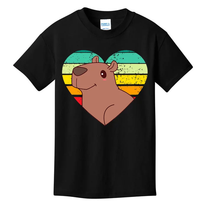 Cute Capybara Design Retro Heart Shape Vintage Kids T-Shirt