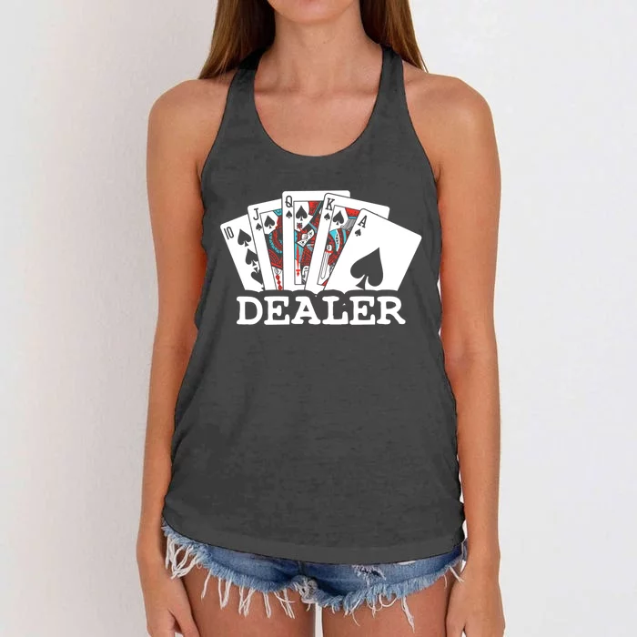 Casino Card Dealer Poker & Blackjacks Gamblers Women's Knotted Racerback Tank