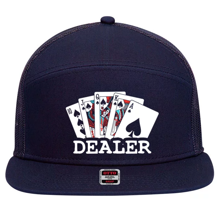 Casino Card Dealer Poker & Blackjacks Gamblers 7 Panel Mesh Trucker Snapback Hat