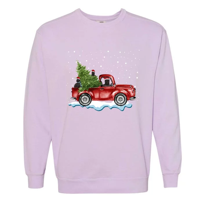 Cane Corso Dogs Ride Red Truck Christmas Gift Funny Xmas Funny Gift Garment-Dyed Sweatshirt