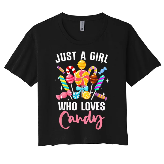 Cute Candy Design For Women Sweets Candy Lover Women's Crop Top Tee