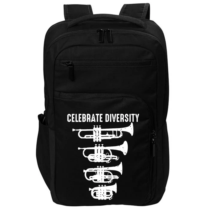 Cool Celebrate Diversity Trumpet Gift Cute Flugelhorn Cornet Impact Tech Backpack