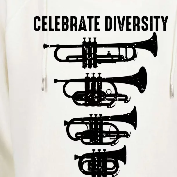 Cool Celebrate Diversity Trumpet Gift Cute Flugelhorn Cornet Womens Funnel Neck Pullover Hood