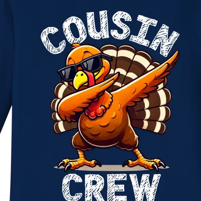 Cousin Crew Dabbing Turkey Thanksgiving Celebration Cute Gift Baby Long Sleeve Bodysuit