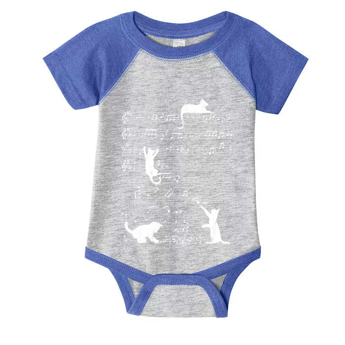 Cute Cat Distressed Music Notes Kitty Piano Musician Meaningful Gift Infant Baby Jersey Bodysuit