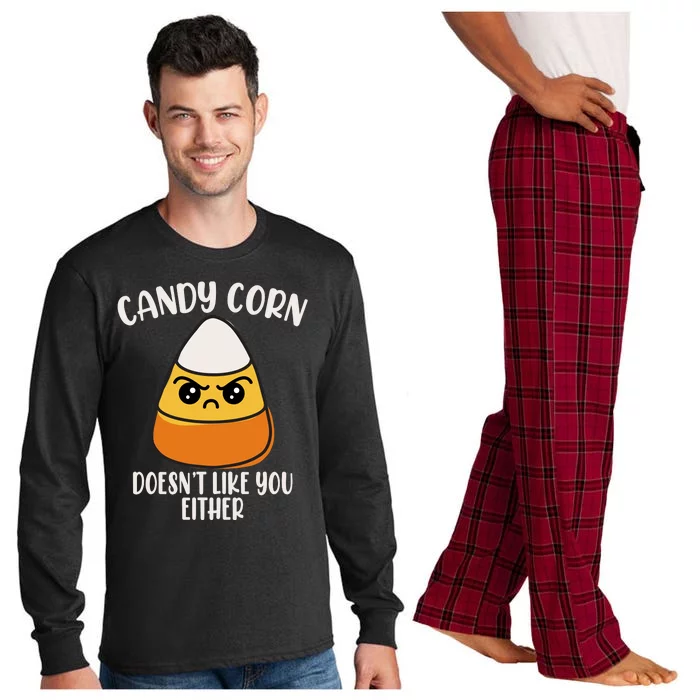 Candy Corn Doesnt Like You Either Funny Halloween Long Sleeve Pajama Set