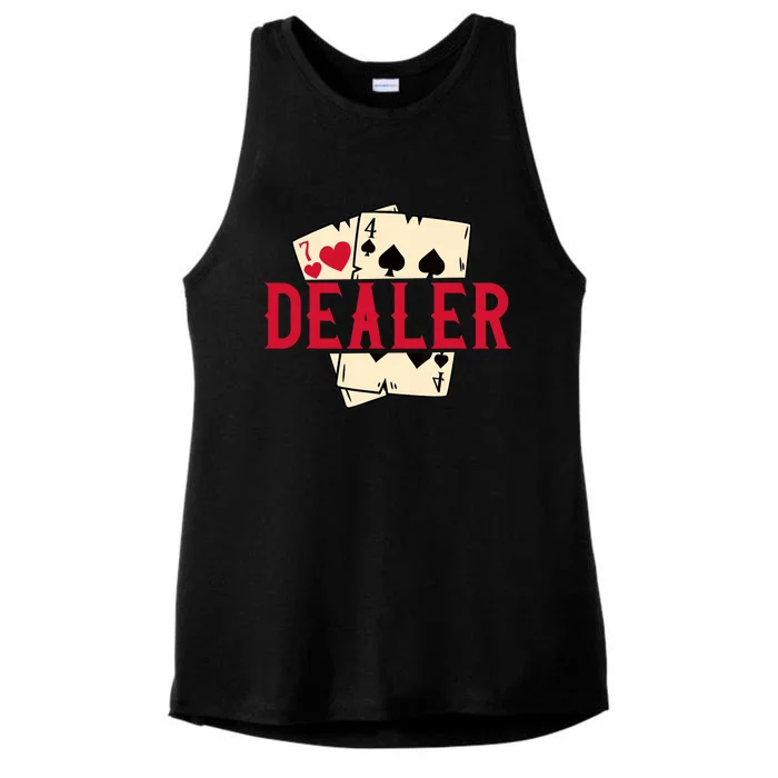 Casino Card Dealer I Poker I Blackjack Ladies Tri-Blend Wicking Tank