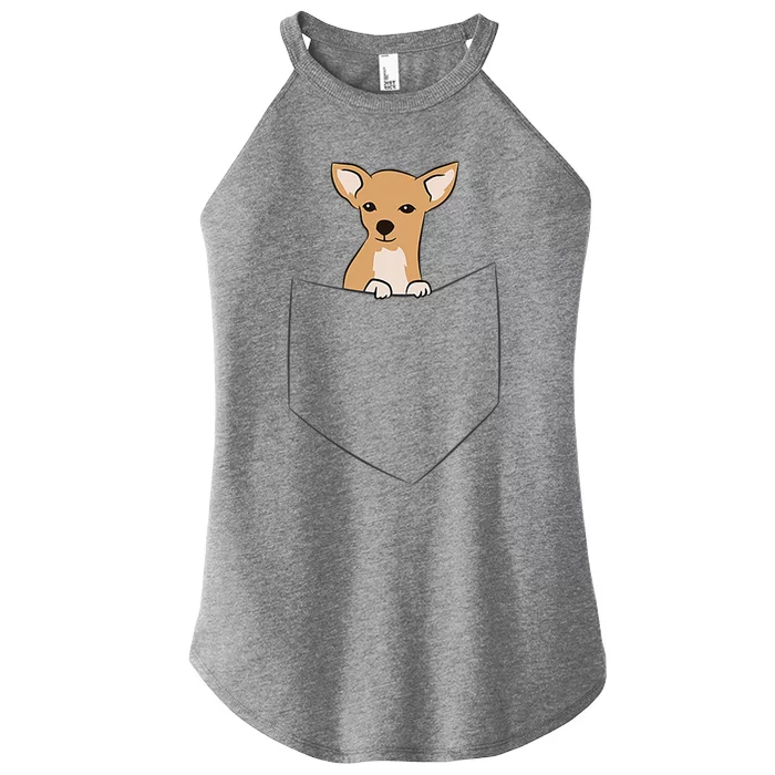 Cute Chihuahua Dog In Pocket Funny Chihuahua Women’s Perfect Tri Rocker Tank