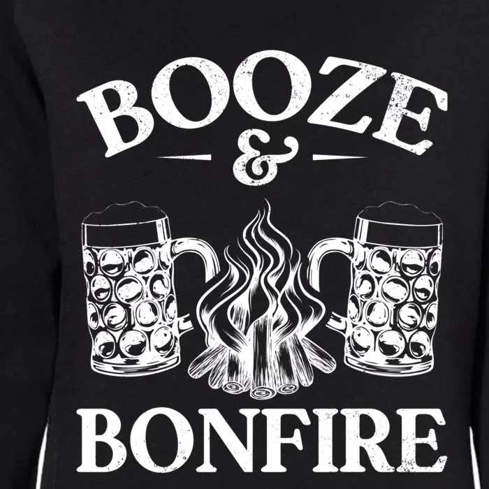 Camping Campfire Drunk Alcohol Beer Booze And Bonfire Gift Womens California Wash Sweatshirt