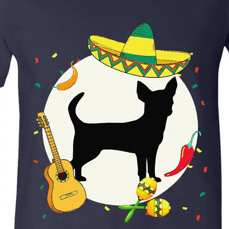 Chihuahua Cinco De Mayo Dog Puppy Lover Mexican V-Neck T-Shirt