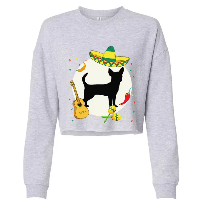 Chihuahua Cinco De Mayo Dog Puppy Lover Mexican Cropped Pullover Crew