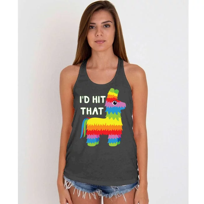 Costume Cinco De Mayo Funny Ideas I'd Hit That Pinata Women's Knotted Racerback Tank