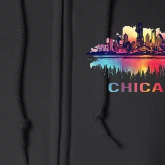 Chicago City Downtown Skyline Full Zip Hoodie