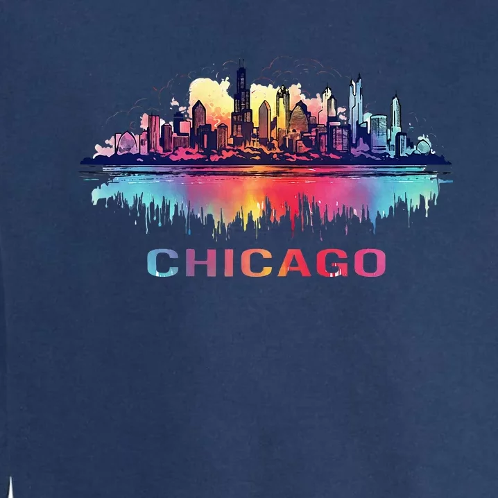 Chicago City Downtown Skyline Garment-Dyed Sweatshirt