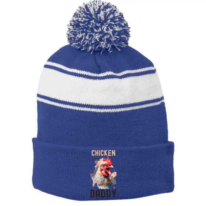 Cool Chicken Daddy Great Gift Chicken Dad Farmer Poultry Gift Stripe Pom Pom Beanie