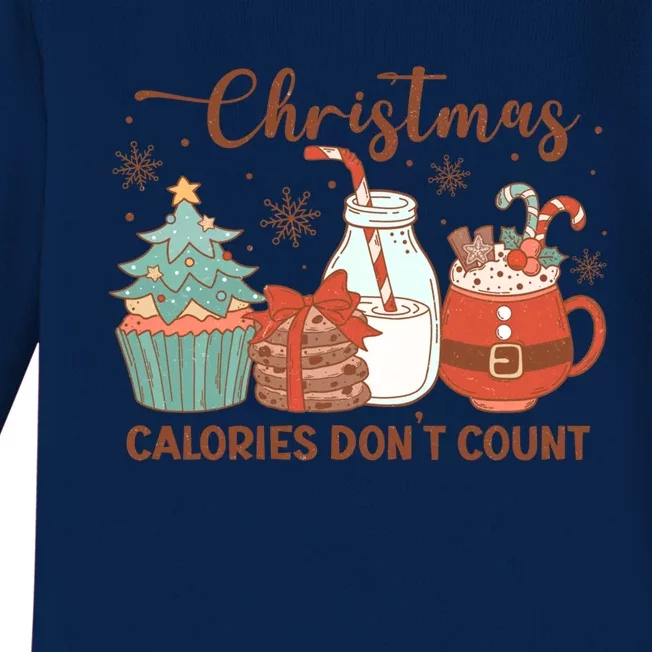 Christmas Calories DonT Count Milk And Cookies Santa Funny Gift Baby Long Sleeve Bodysuit