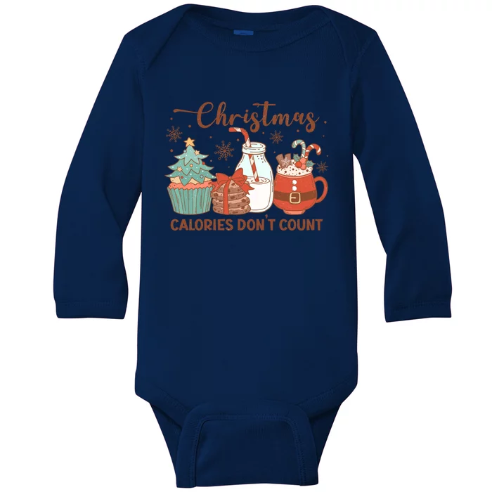 Christmas Calories DonT Count Milk And Cookies Santa Funny Gift Baby Long Sleeve Bodysuit