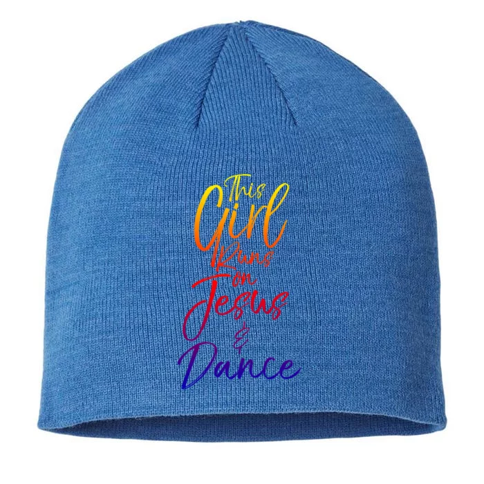 Cute Christian Dancer Gift This Runs On Jesus And Dance Cool Gift 8 1/2in Sustainable Knit Beanie