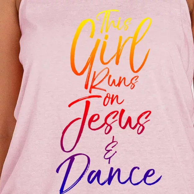 Cute Christian Dancer Gift This Runs On Jesus And Dance Cool Gift Women's Knotted Racerback Tank