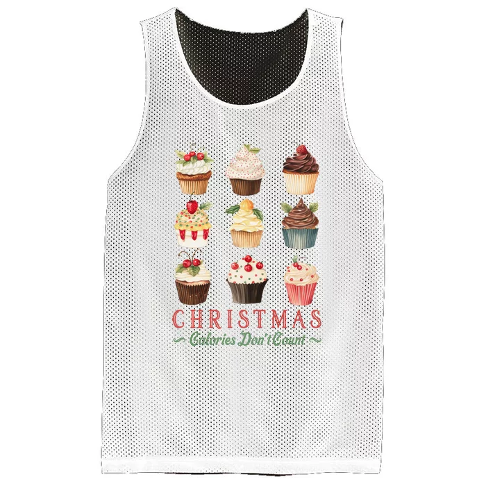 Christmas Calories Dont Count Vintage Cupcakes Mesh Reversible Basketball Jersey Tank