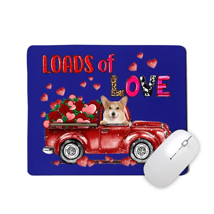 Cute Corgi Dog Driving Red Truck Happy Valentine's Day Gift Mousepad