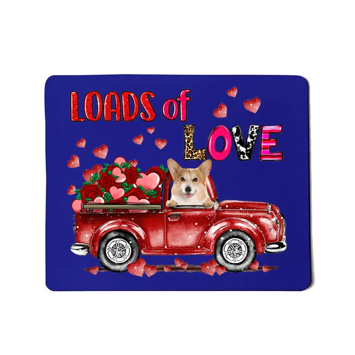 Cute Corgi Dog Driving Red Truck Happy Valentine's Day Gift Mousepad