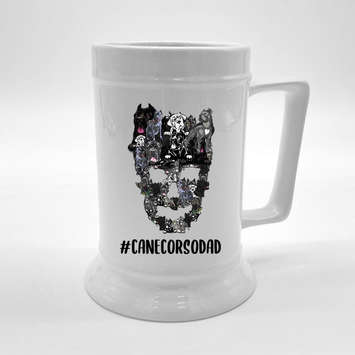 Cane Corso Dad Skull Dog Funny Skeleton Halloween Costume Cool Gift Front & Back Beer Stein