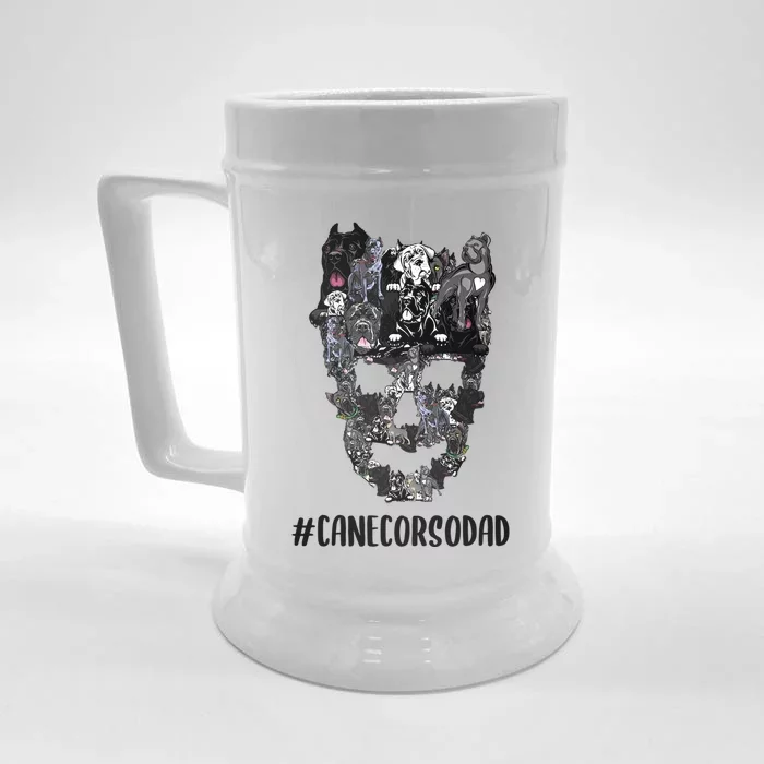 Cane Corso Dad Skull Dog Funny Skeleton Halloween Costume Cool Gift Front & Back Beer Stein