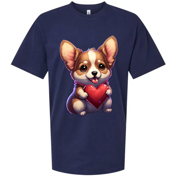 Cute Corgi Dog Lovers Art Corgi Adoption Valentine's Day Cool Gift Sueded Cloud Jersey T-Shirt