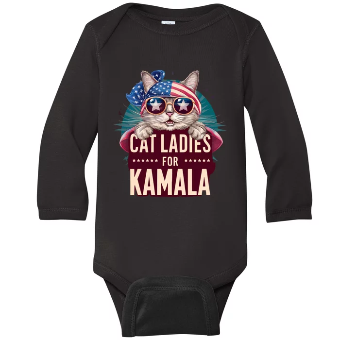 Cute Cat Design Cat Ladies For Kamala Baby Long Sleeve Bodysuit