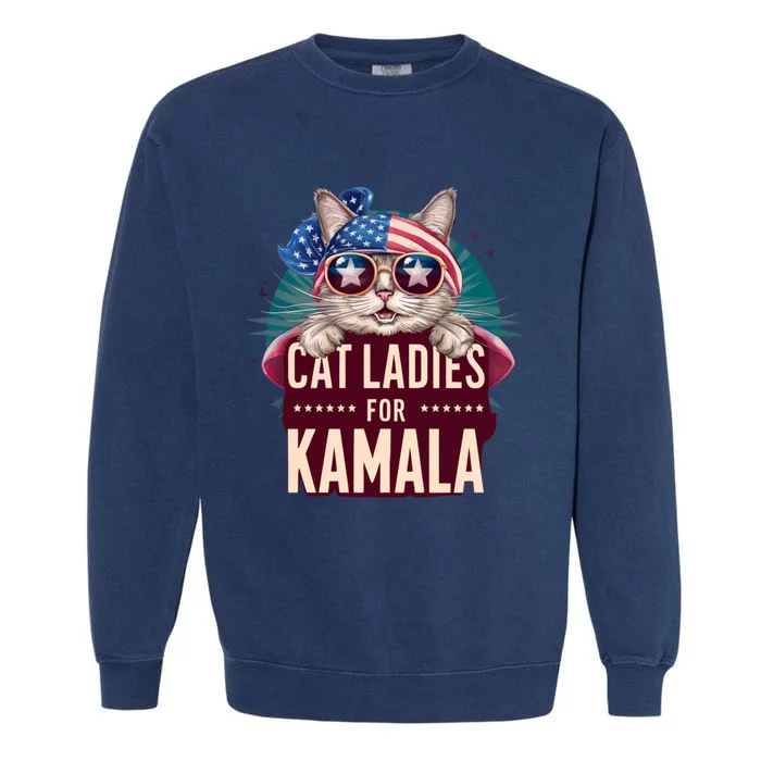 Cute Cat Design Cat Ladies For Kamala Garment-Dyed Sweatshirt