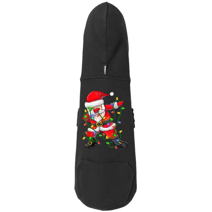 Cute Christmas Dabbing Santa Lights Doggie 3-End Fleece Hoodie