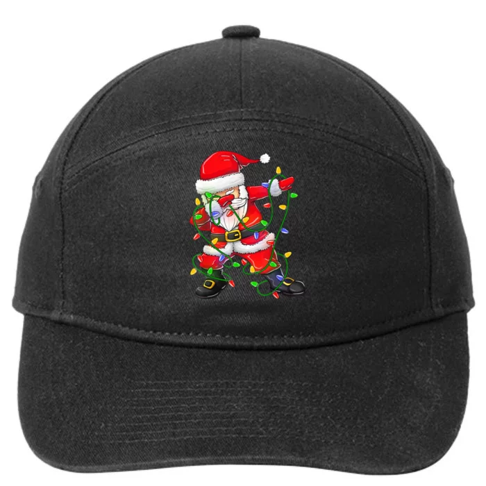 Cute Christmas Dabbing Santa Lights 7-Panel Snapback Hat