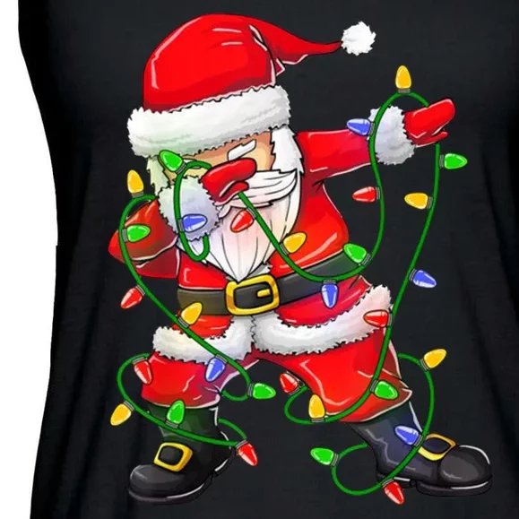 Cute Christmas Dabbing Santa Lights Ladies Essential Flowy Tank