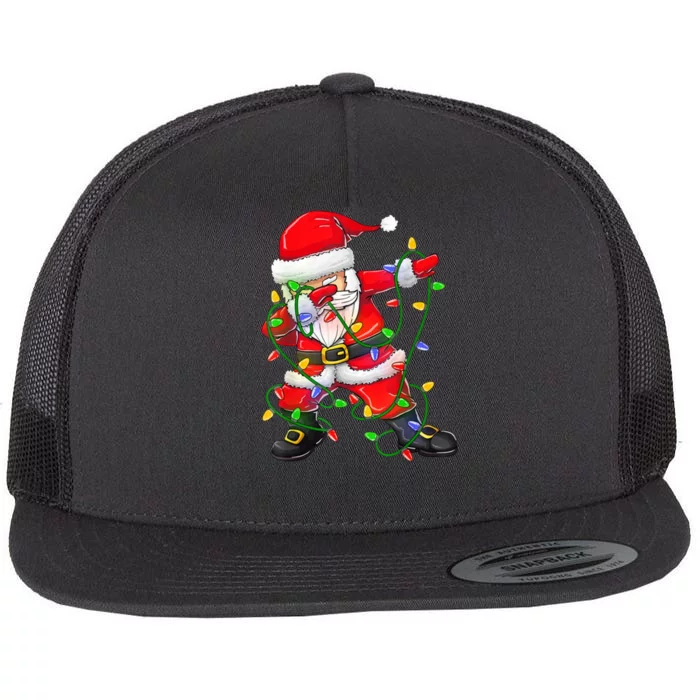 Cute Christmas Dabbing Santa Lights Flat Bill Trucker Hat