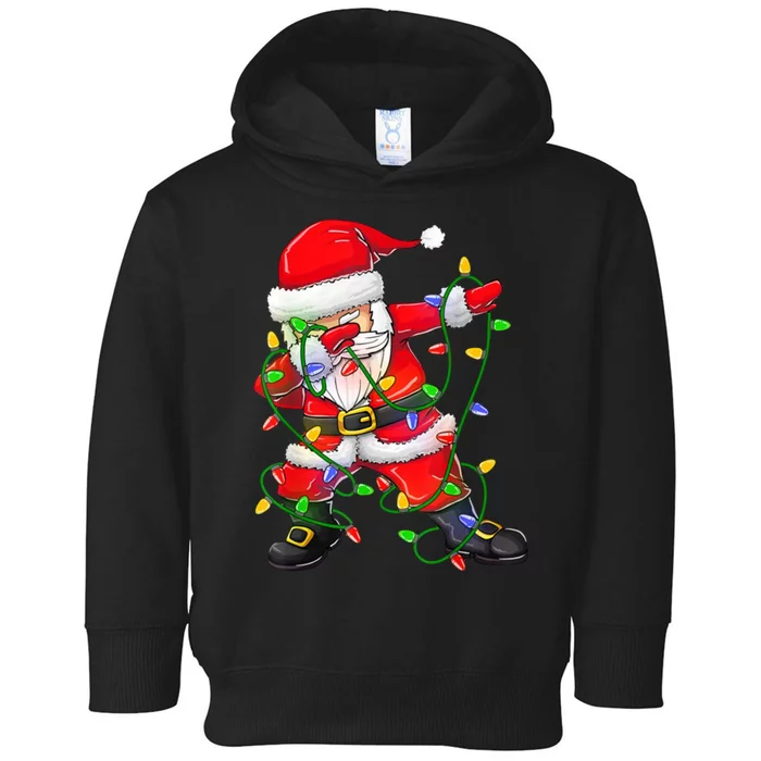 Cute Christmas Dabbing Santa Lights Toddler Hoodie