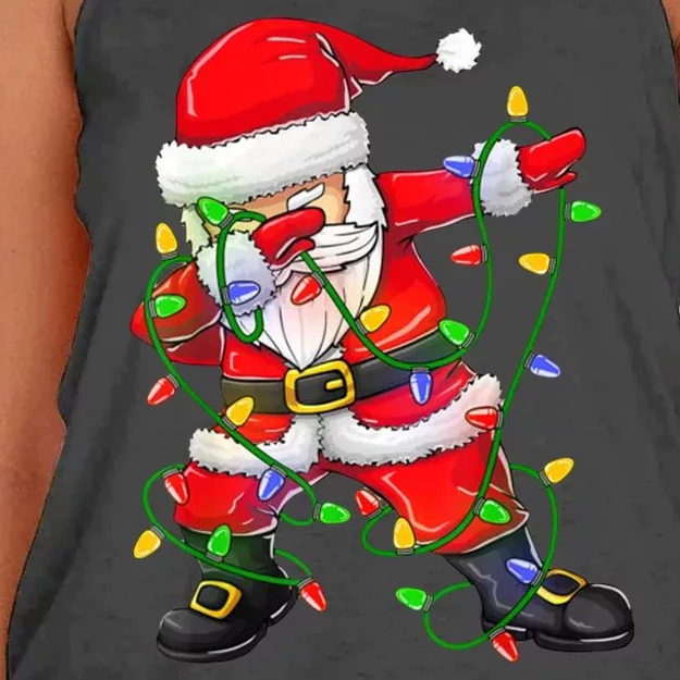 Cute Christmas Dabbing Santa Lights Women's Knotted Racerback Tank