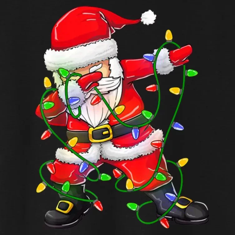 Cute Christmas Dabbing Santa Lights Women's Crop Top Tee