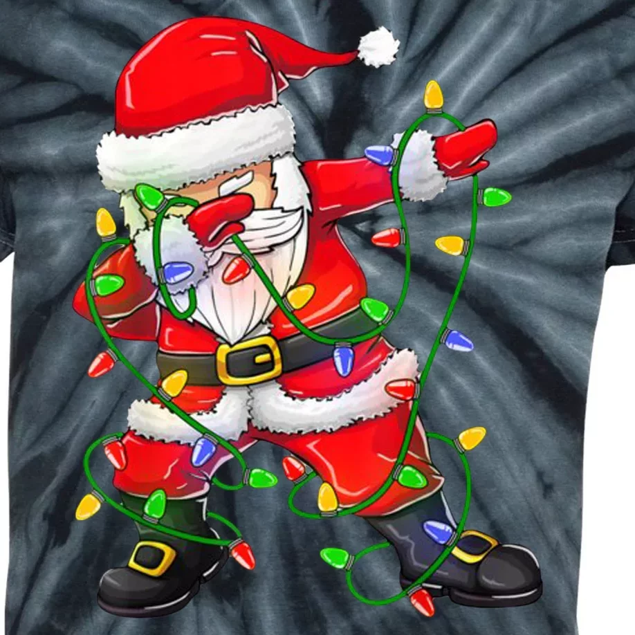 Cute Christmas Dabbing Santa Lights Kids Tie-Dye T-Shirt