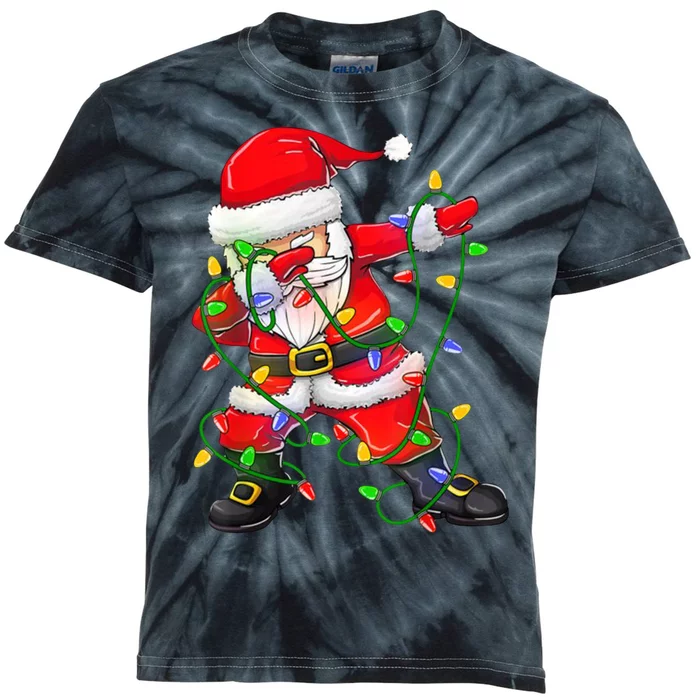 Cute Christmas Dabbing Santa Lights Kids Tie-Dye T-Shirt