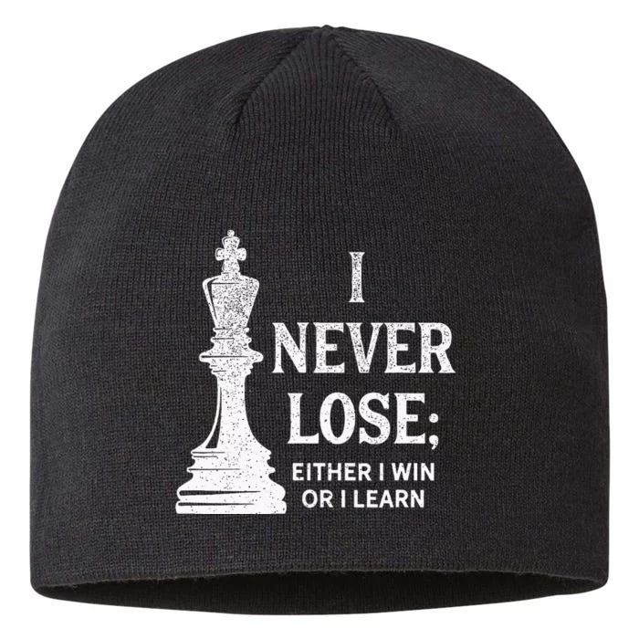 Classic Chess Design I Never Lose; I Either Win Or Learn 8 1/2in Sustainable Knit Beanie