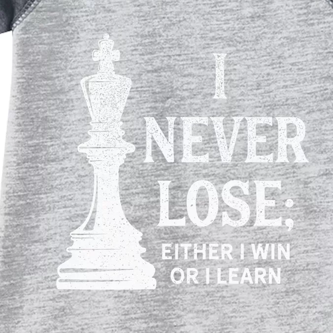 Classic Chess Design I Never Lose; I Either Win Or Learn Infant Baby Jersey Bodysuit